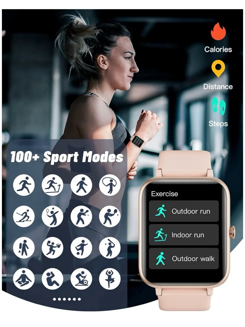 Smart Watch Bluetooth Call for iPhone Android Pink 1.8